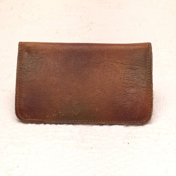 Vintage Brown Leather Embossed Peacock Vanity Mirror Wallet Lucite Comb - Picture 5 of 7